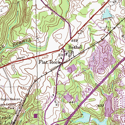Topographic Map of Flat Rock, GA