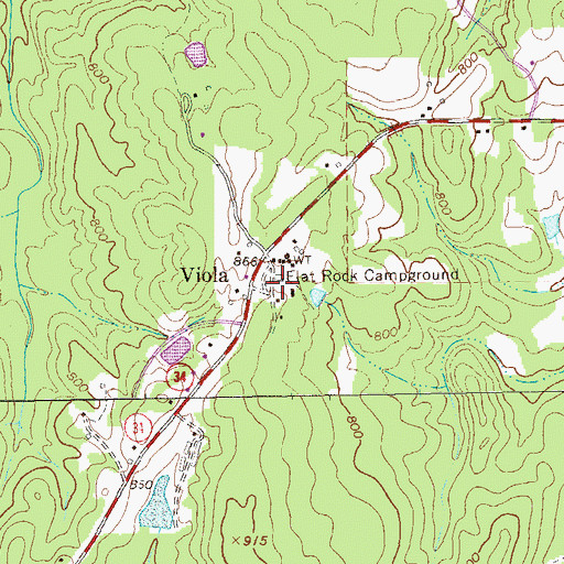 Topographic Map of Flat Rock Campground, GA
