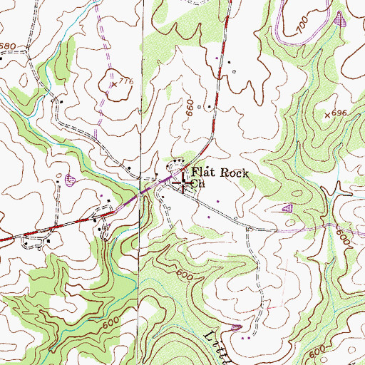Topographic Map of Flat Rock Church, GA