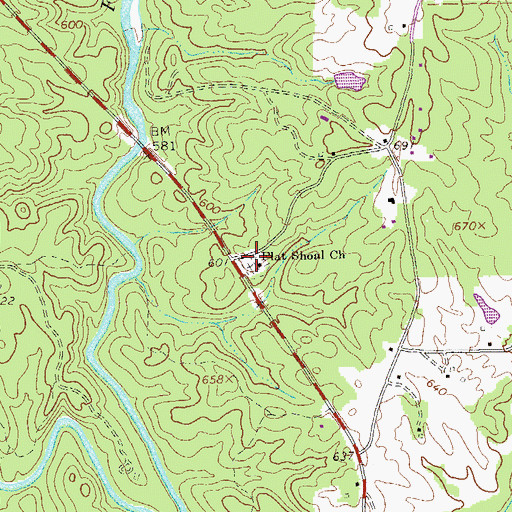 Topographic Map of Flat Shoal Church, GA