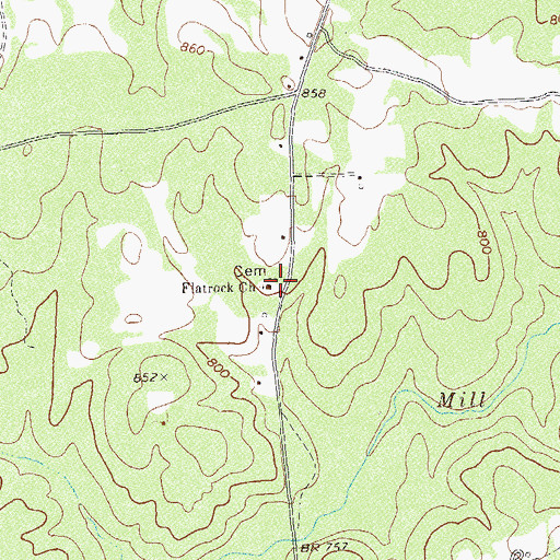 Topographic Map of Flatrock Church, GA