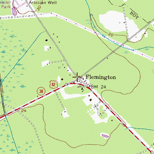 Topographic Map of Flemington, GA