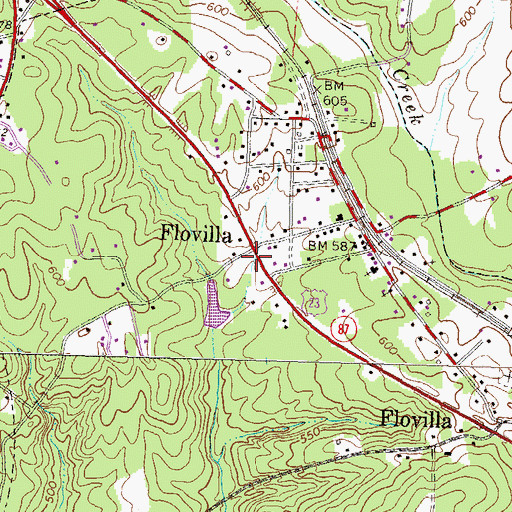 Topographic Map of Flovilla, GA