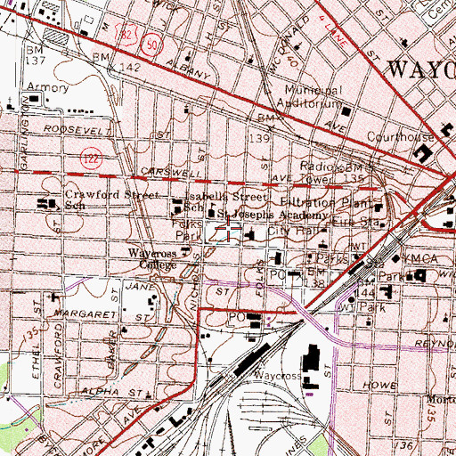 Topographic Map of Folks Park, GA