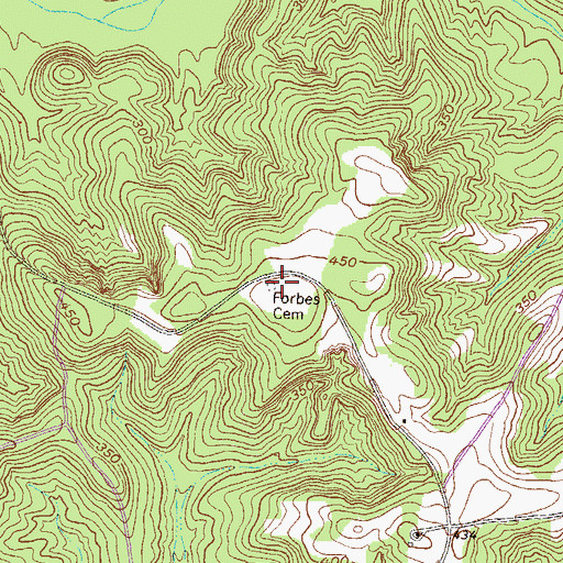 Topographic Map of Forbes Cemetery, GA