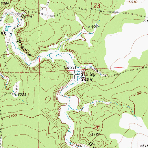 Topographic Map of Turley Tank, AZ