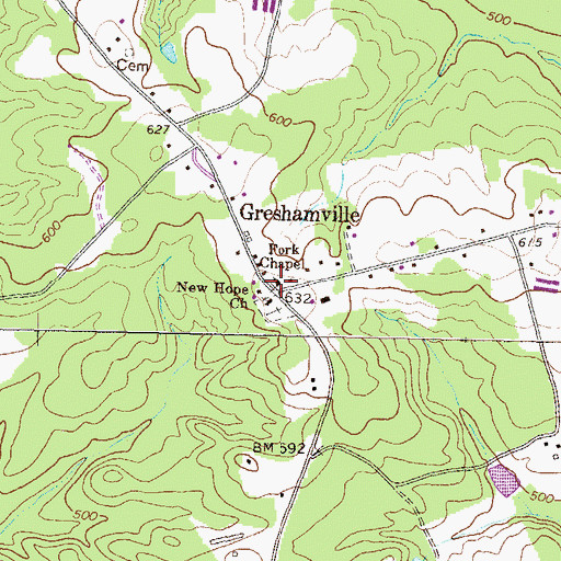 Topographic Map of Fork Chapel, GA