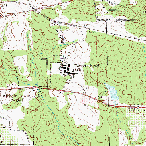 Topographic Map of Forsyth Road School, GA