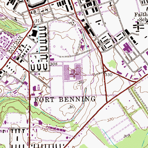 Topographic Map of Fort Benning, GA