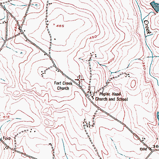 Topographic Map of Fort Creek Church, GA