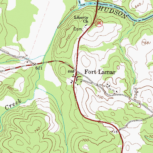 Topographic Map of Fort Lamar, GA