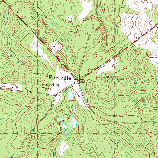 Topographic Map of Fortville, GA