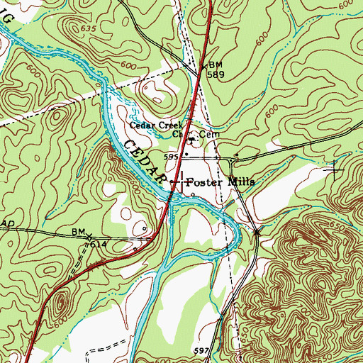 Topographic Map of Foster Mills, GA