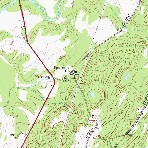 Topographic Map of Four Mile Baptist Church, GA