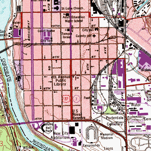 Topographic Map of Fourth Avenue Public Library, GA