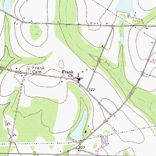 Topographic Map of Frank Church, GA