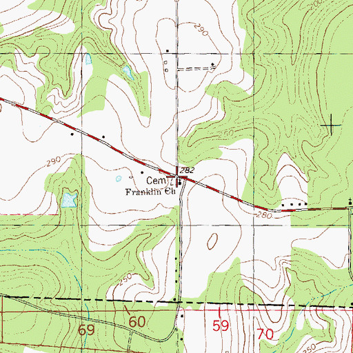 Topographic Map of Franklin Church, GA
