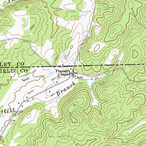 Topographic Map of Fraziers Chapel, GA