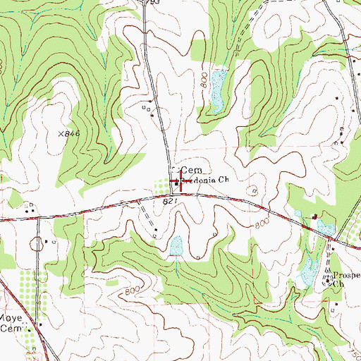 Topographic Map of Fredonia Church, GA