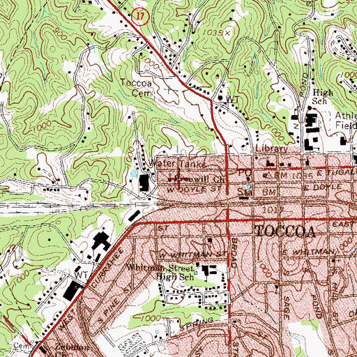 Topographic Map of Freewill Church, GA