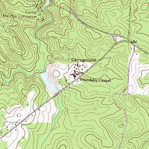 Topographic Map of Friendship Chapel, GA