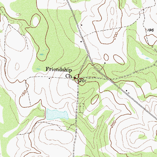 Topographic Map of Friendship Church, GA