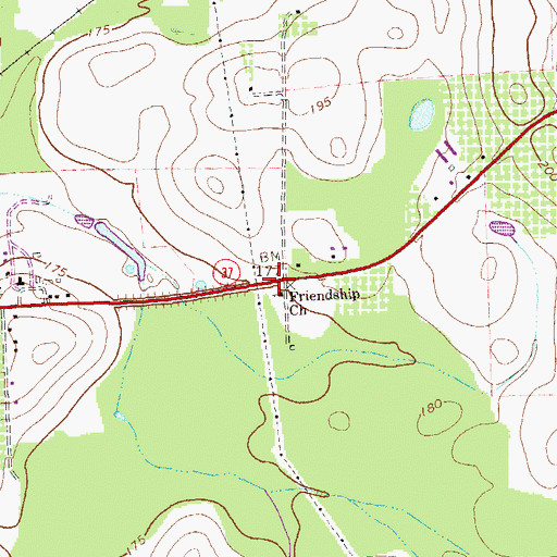 Topographic Map of Friendship Church, GA
