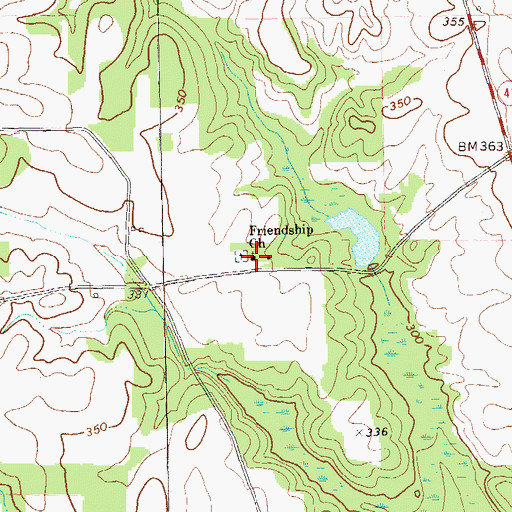 Topographic Map of Friendship Church, GA