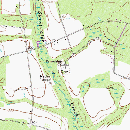 Topographic Map of Friendship Church, GA