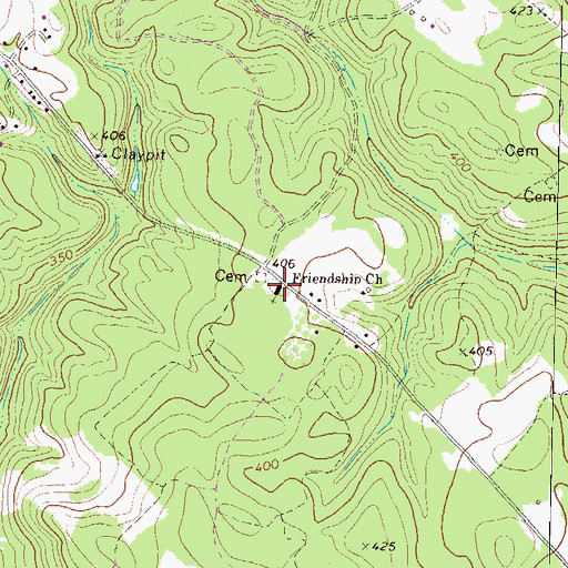 Topographic Map of Friendship Church, GA