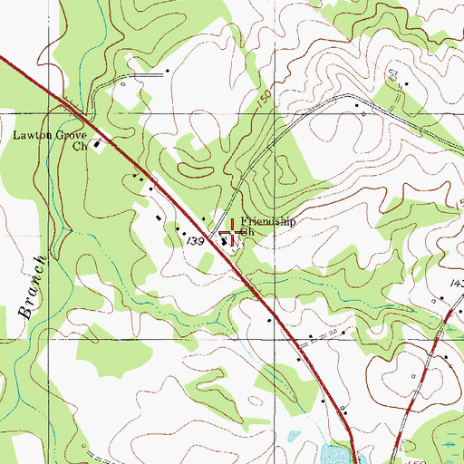 Topographic Map of Friendship Church, GA