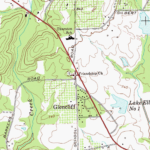 Topographic Map of Friendship Church, GA