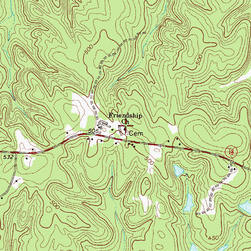 Topographic Map of Friendship Church, GA