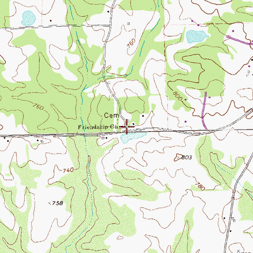 Topographic Map of Friendship Church, GA