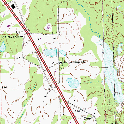 Topographic Map of Friendship Church, GA