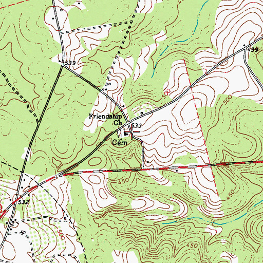 Topographic Map of Friendship Church, GA