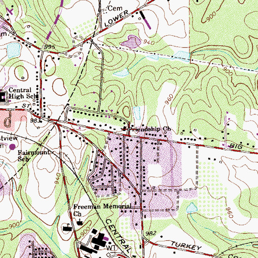 Topographic Map of Friendship Baptist Church, GA