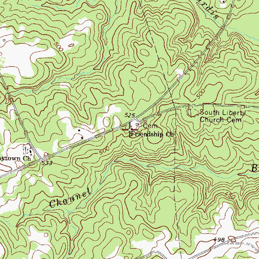 Topographic Map of Friendship Church, GA