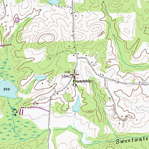 Topographic Map of Friendship Church, GA