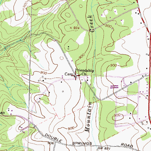 Topographic Map of Friendship Church, GA