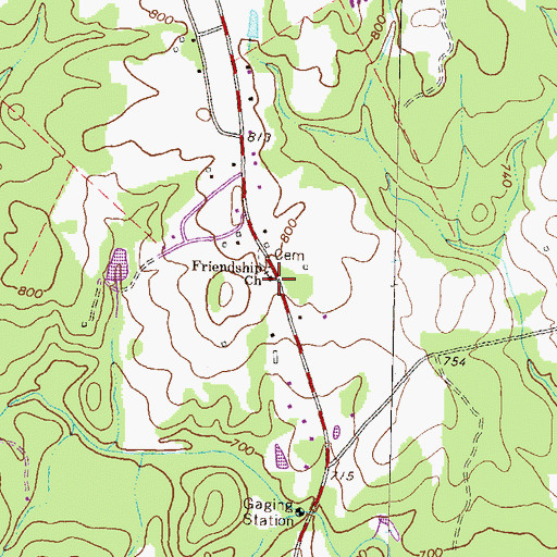 Topographic Map of Friendship Church, GA