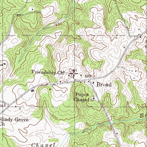 Topographic Map of Friendship Church, GA