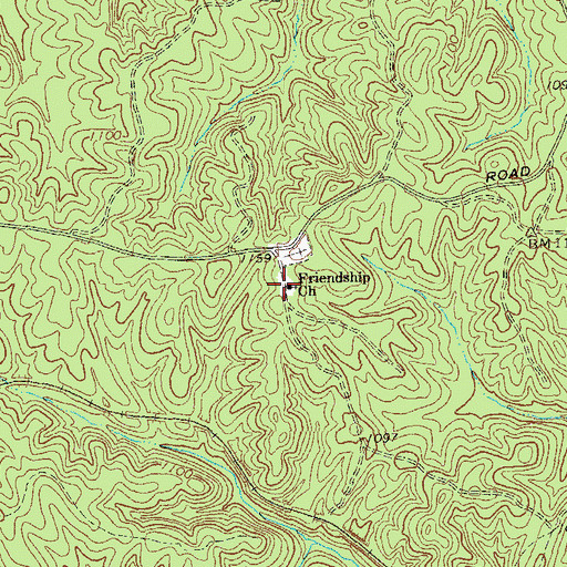 Topographic Map of Friendship Church, GA