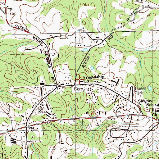 Topographic Map of Friendship Church, GA