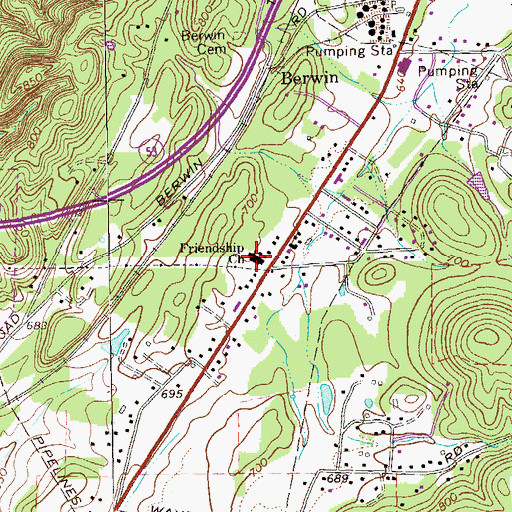 Topographic Map of Friendship Church, GA