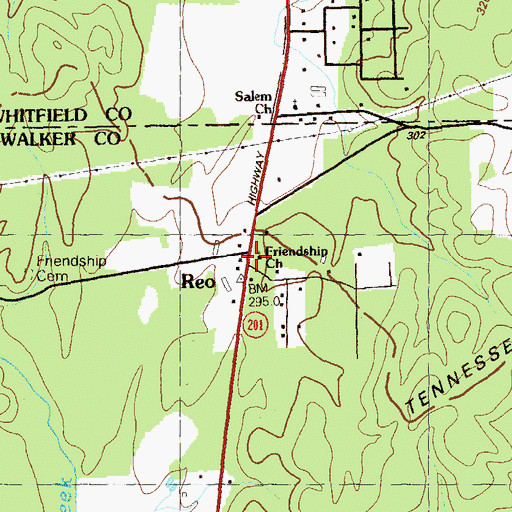 Topographic Map of Friendship Church, GA