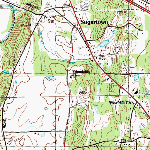 Topographic Map of Friendship Church, GA