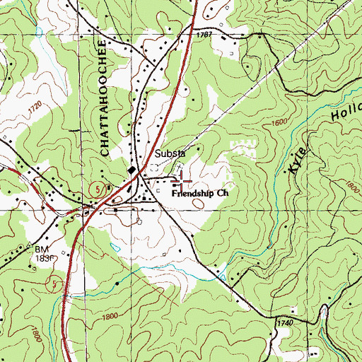 Topographic Map of Friendship Church, GA