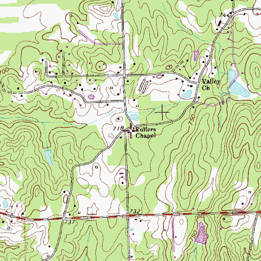 Topographic Map of Fullers Chapel, GA