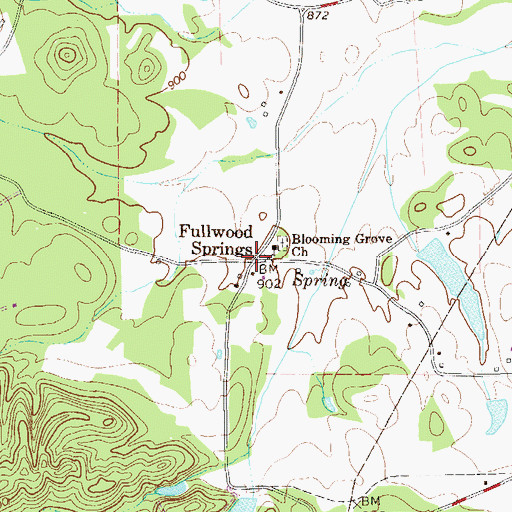 Topographic Map of Fullwood Springs, GA